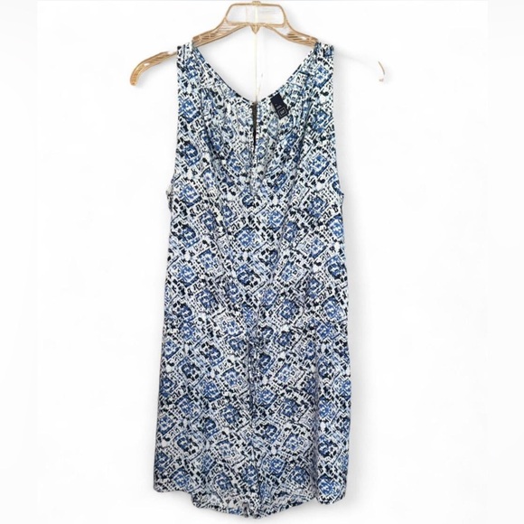 GAP Blue and White Sleeveless V-Neck Midi Romper - Picture 2 of 10